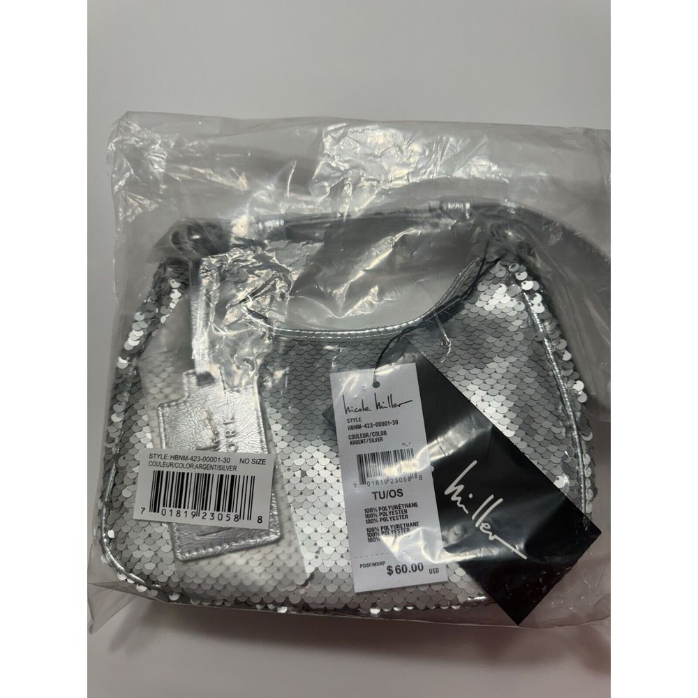 Nicole Miller Silver‎ Sequin Strap Small Shoulder Bag (New With Tags)